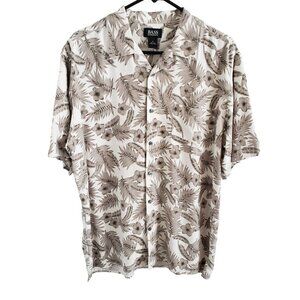 BASS Men's Size M 100% Silk Hawaiian Aloha Shirt Short sleeve Floral Beach BOHO